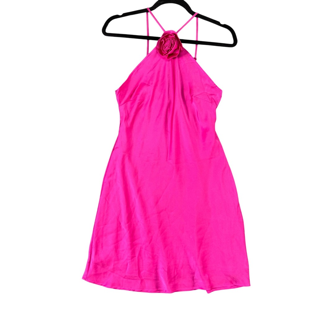 Thirty Thirty LA Hot Pink Halter Dress M Holiday Party Winter Glam New Years Eve